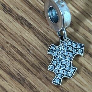 Pandora Silver Puzzle Piece Charm with Clear Stones